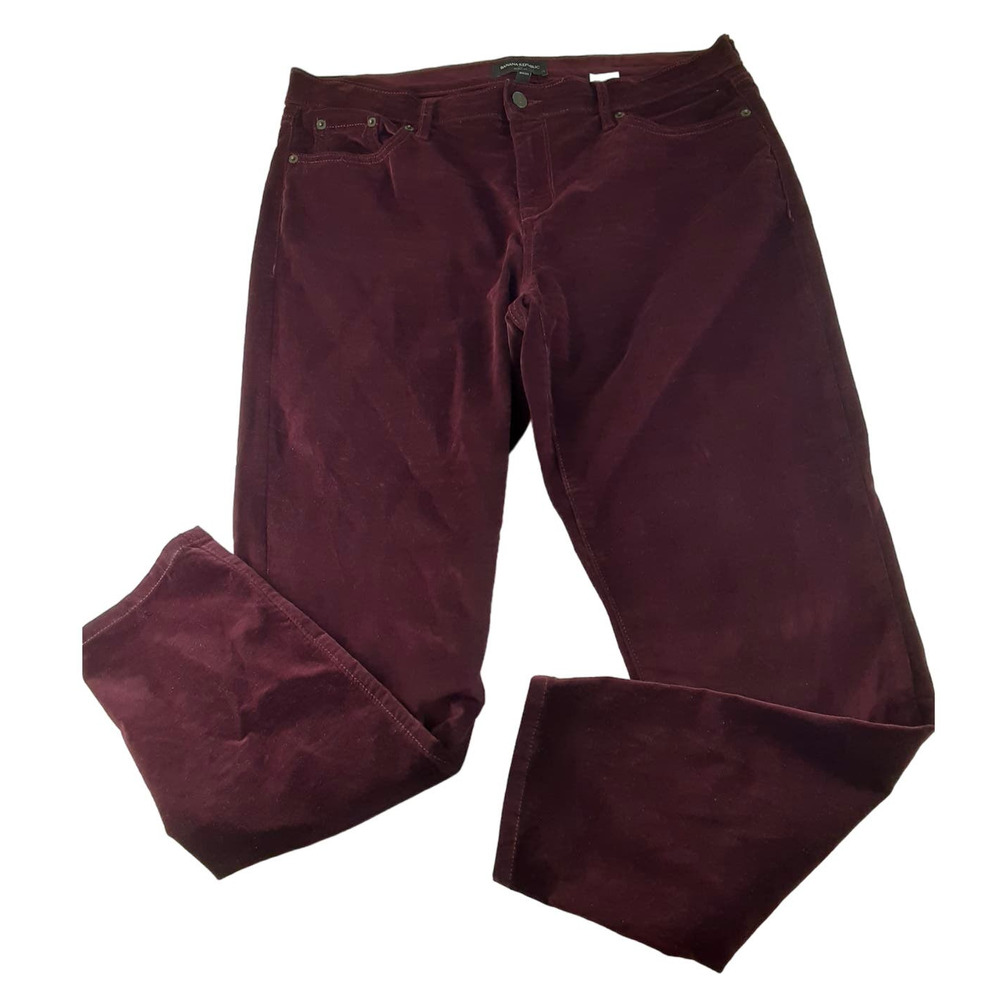 Banana Republic Womens Red Velvet Skinny Fit Mid Rise Pants Jeans Stretch 31/12
